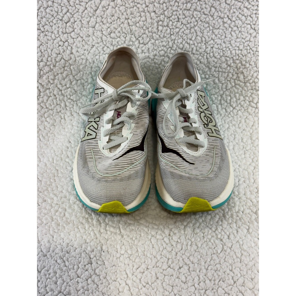 Hoka Mach X 2 Womens Running Shoes White Teal Yellow 1155120 FCQ Size 8.5